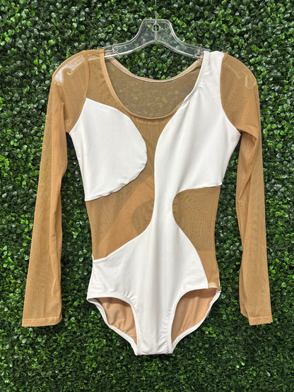 Custom White/Nude Swirl Leotard