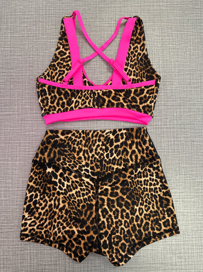 Cheetah Criss Cross & V-Cation Short Set
