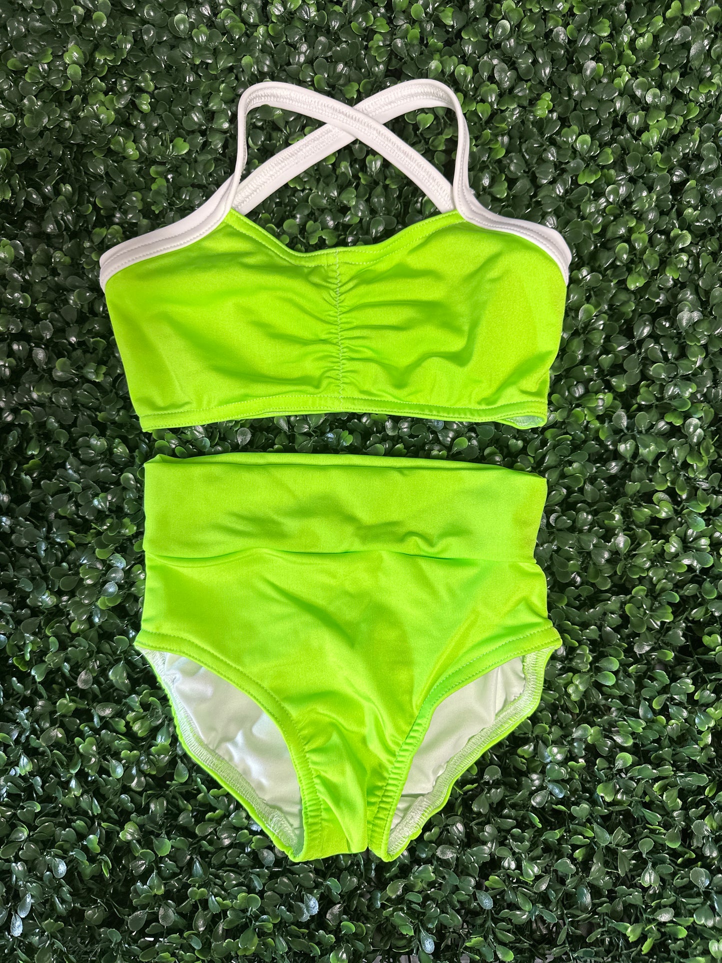 Neon Green Pinch Top Brief Set