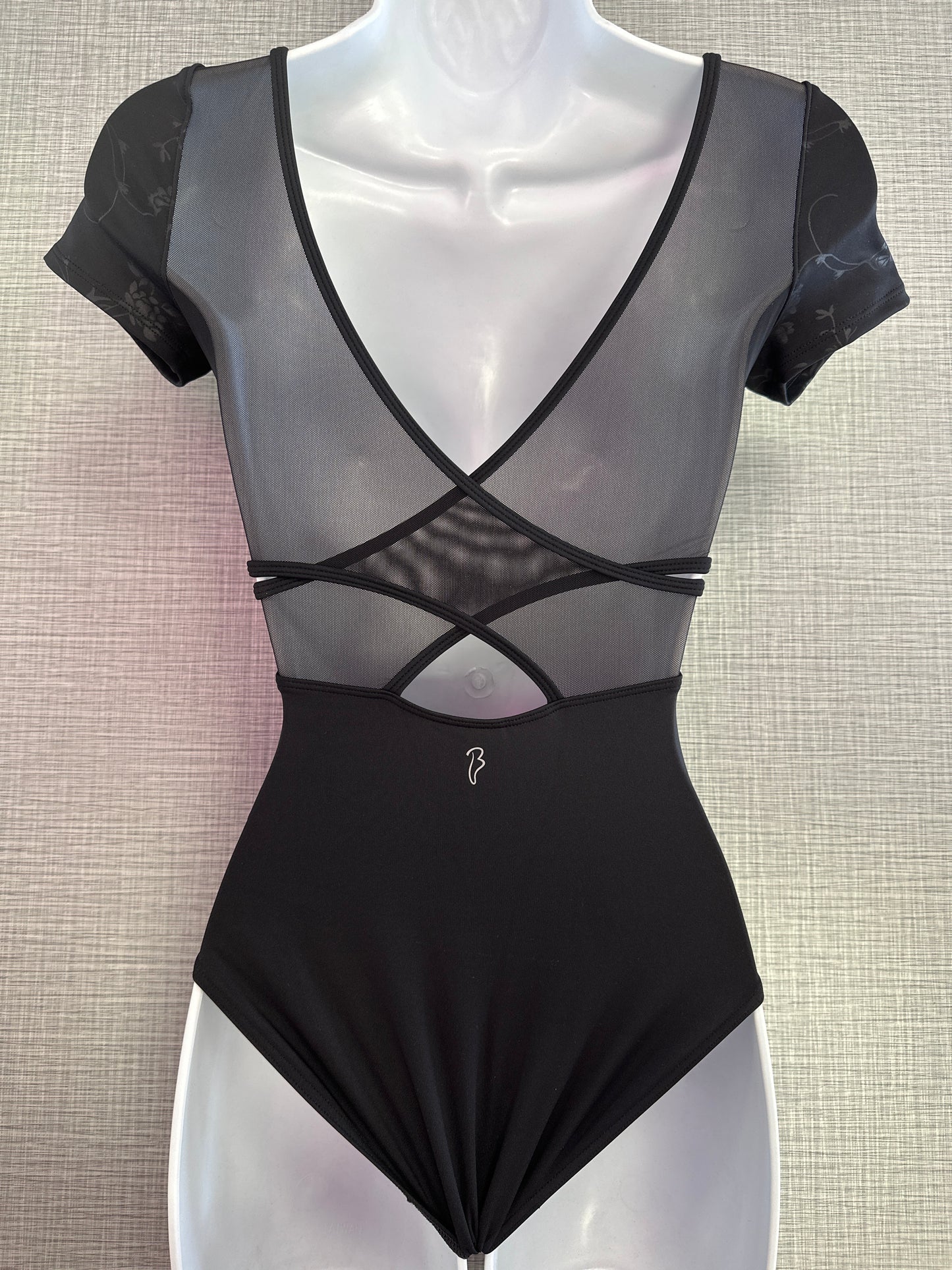 Cap Sleeve Mesh Cross Back Leotard #20006