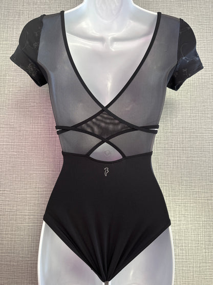 Cap Sleeve Mesh Cross Back Leotard #20006