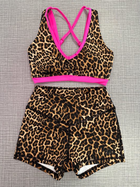 Cheetah Criss Cross & V-Cation Short Set