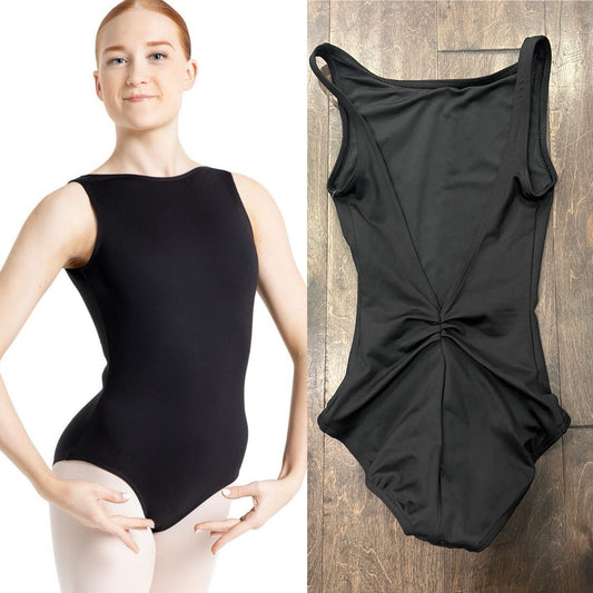 Low V Back Black Leotard SE1009