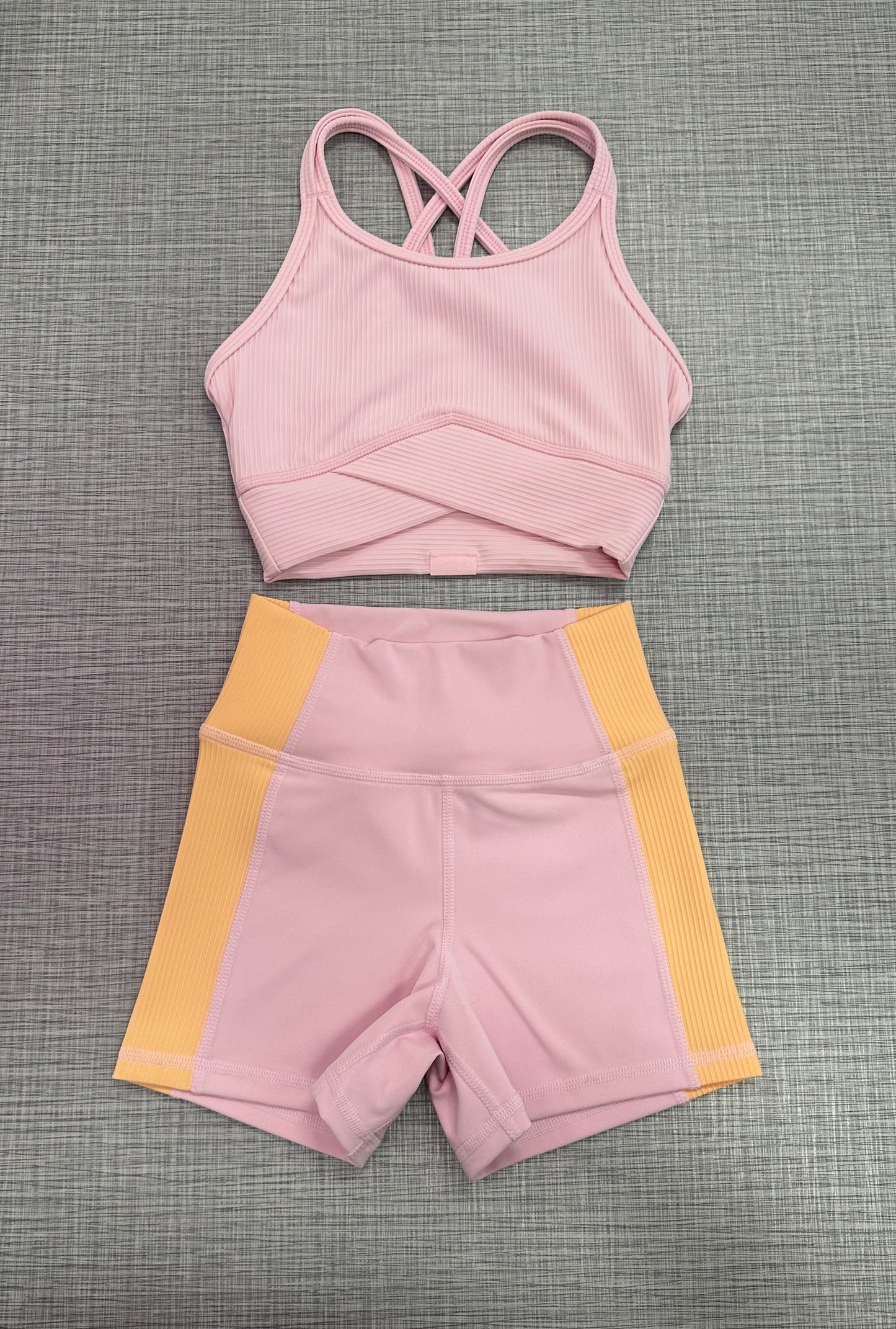 Ribbed Striker Crop & Arch Contrast Short Set