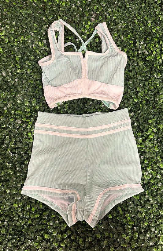 CY Mint & White Short Set