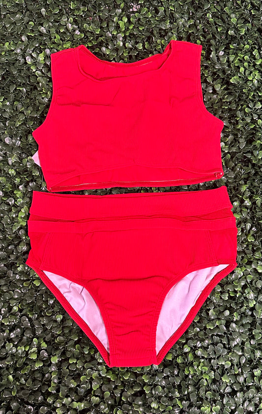 CY Ribbed Red Brief Set ^