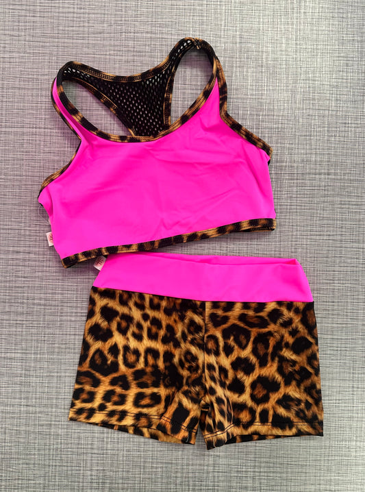 Demi Racerback Cheetah Short Set
