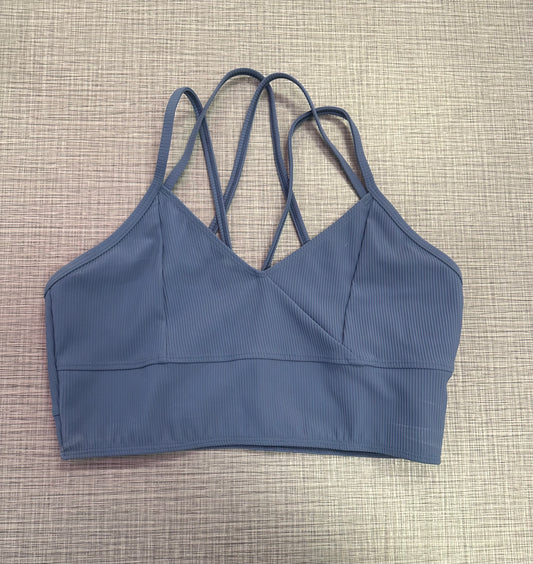 CY Steel Blue Ribbed Crop Top