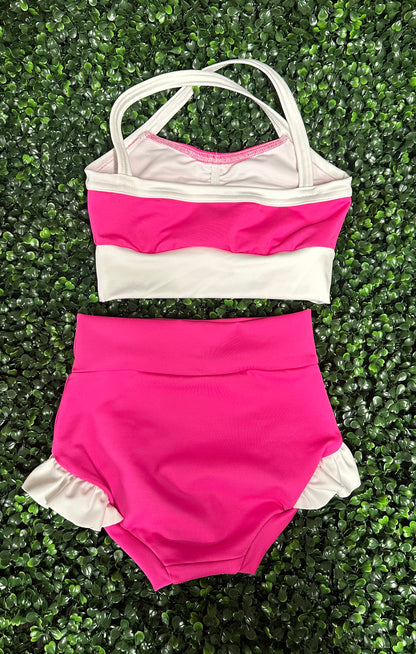 Custom Pink & White Ruffle Brief Set