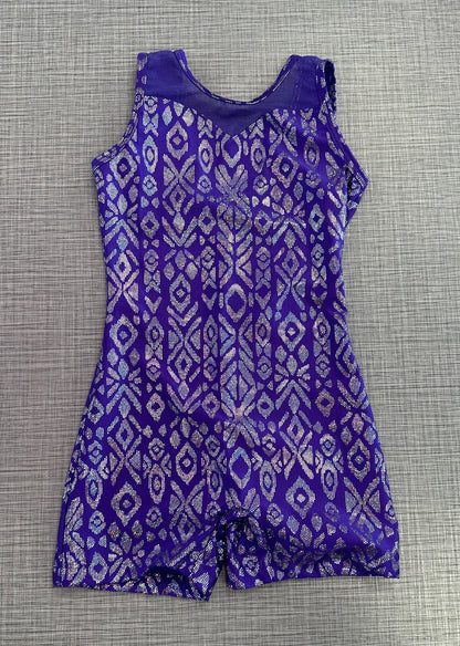 Purple Metallic Aztec Biketard