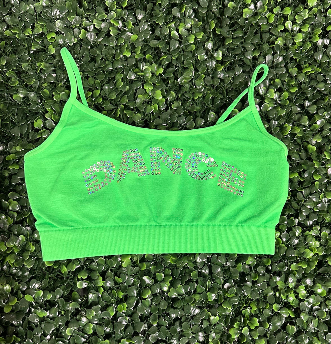 Dance Neon Green Sequin Bra Top