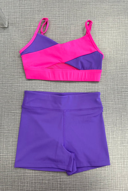 Marli Two-Tone Top & Solid Short Set