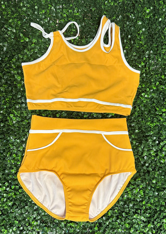 CY Mustard White Stripe Brief Set *