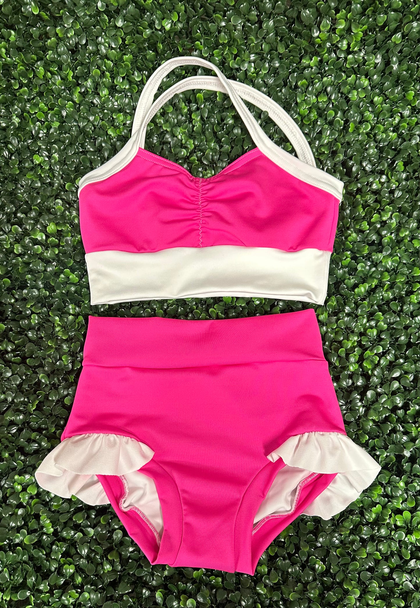 Custom Pink & White Ruffle Brief Set