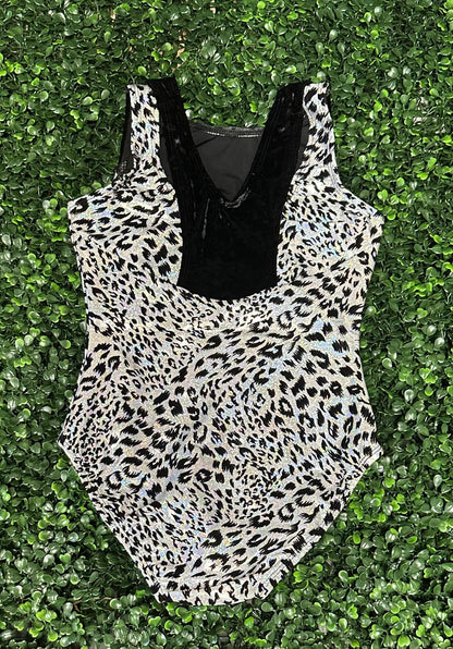 Black Velvet Leopard Leotard