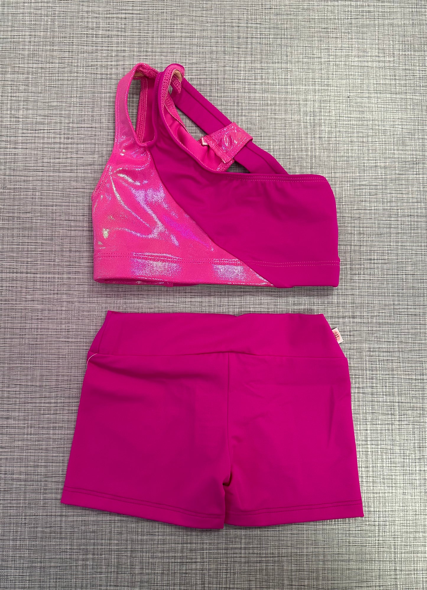 Demi Sparkle Cut Out Crop Top & Solid Short Set