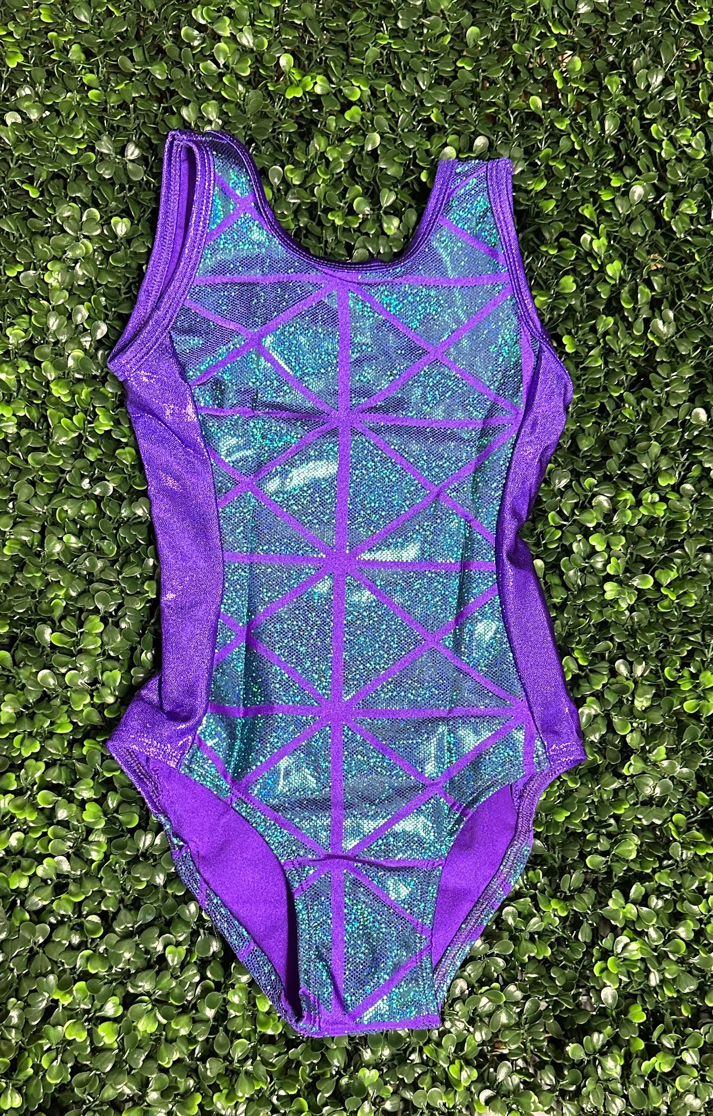 Puple w/ Green Color Block Leotard