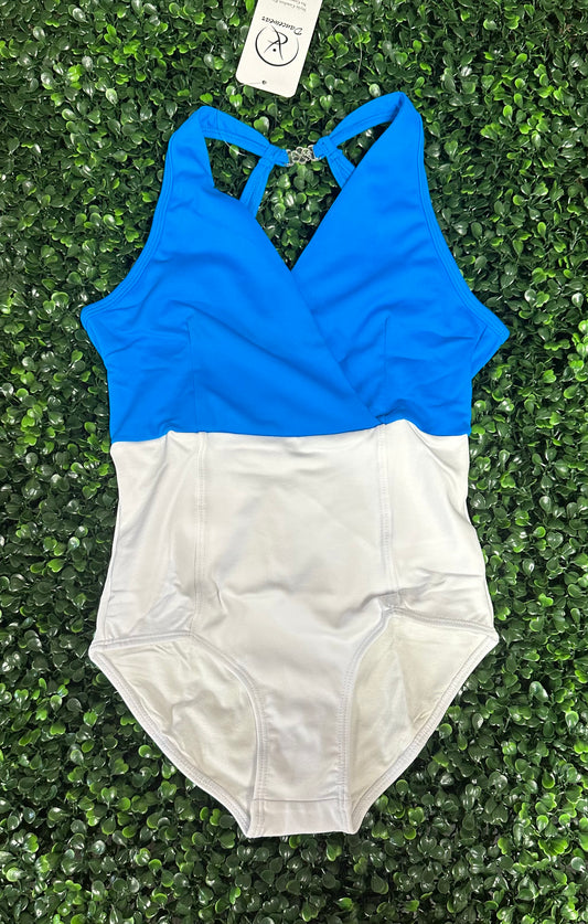 CY Bright Blue & White Leotard