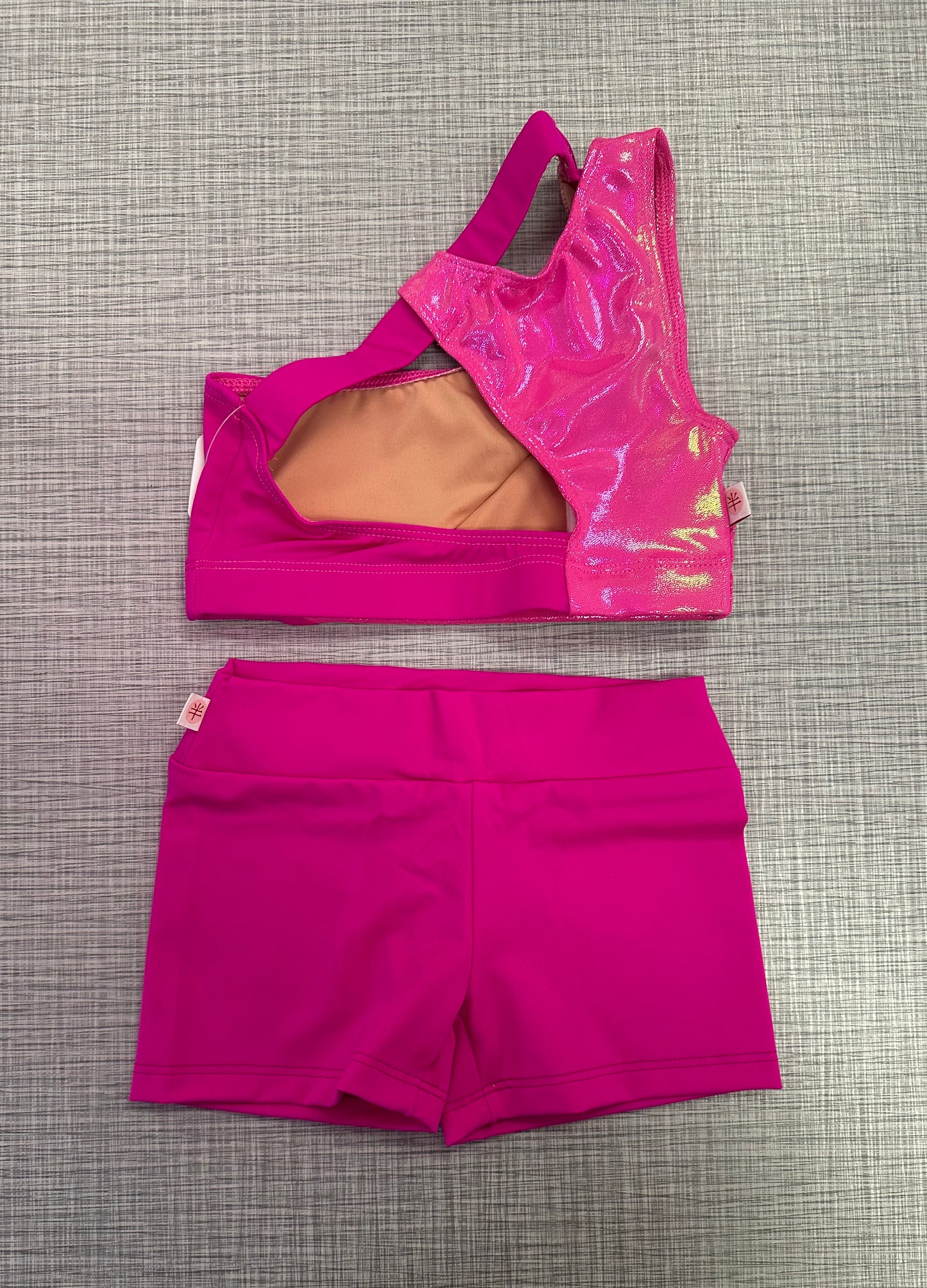 Demi Sparkle Cut Out Crop Top & Solid Short Set
