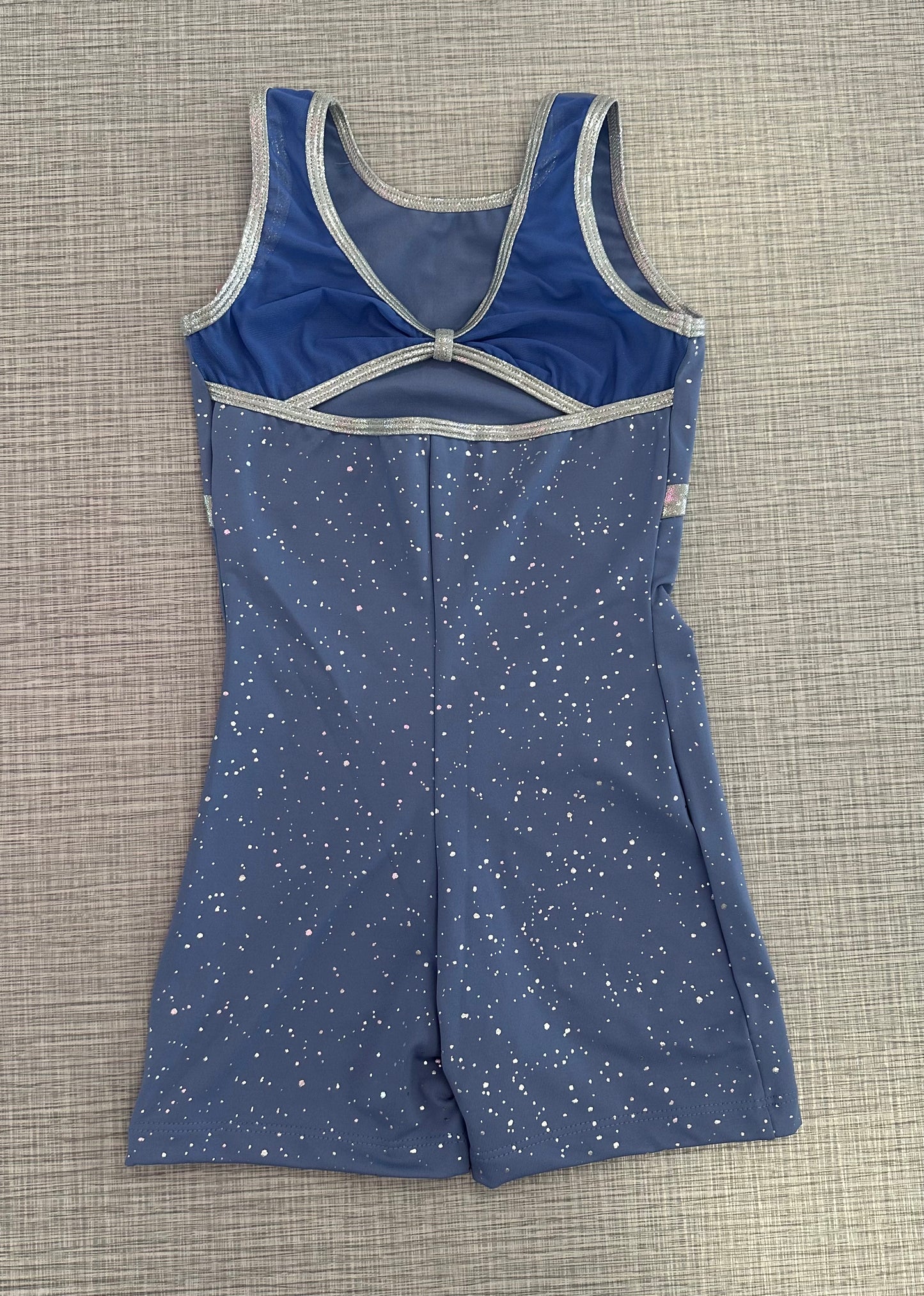 Silver Dot Dusty Blue Biketard