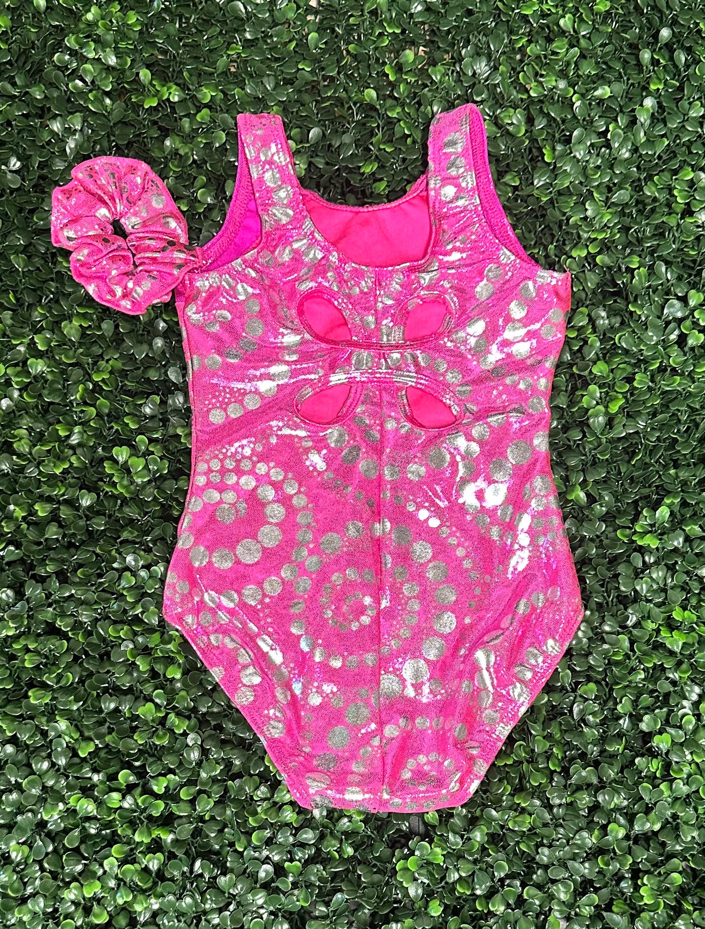 Pink w/ Silver Scroll Leotard
