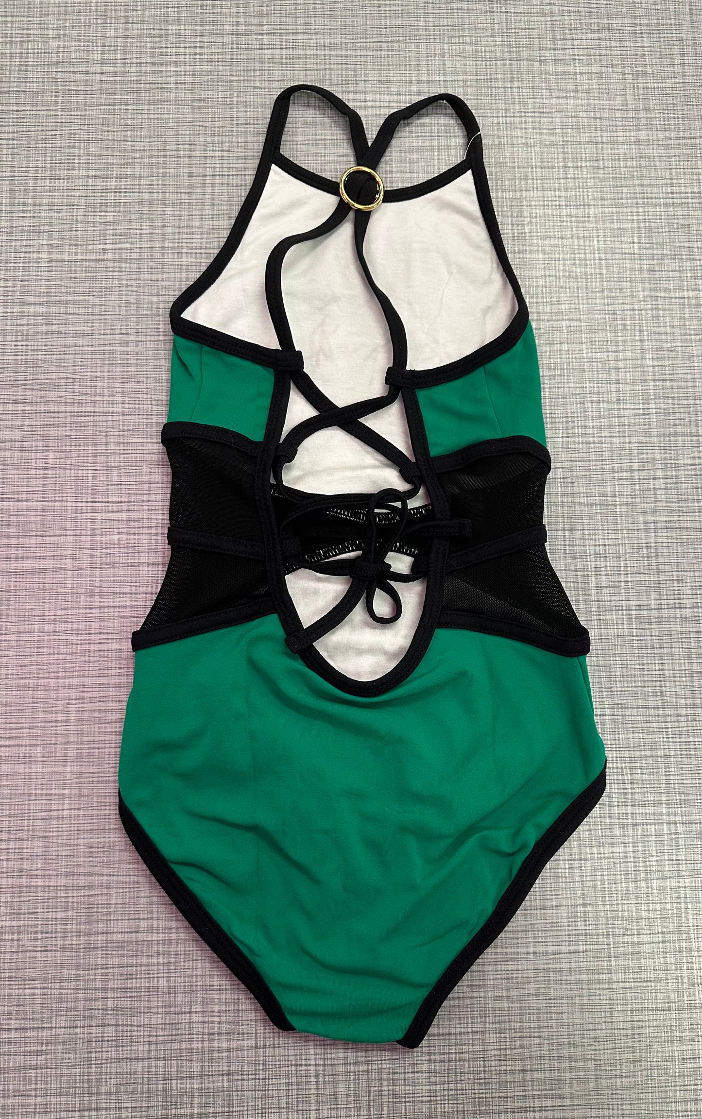 CY Geen & Black Corset Back Leotard