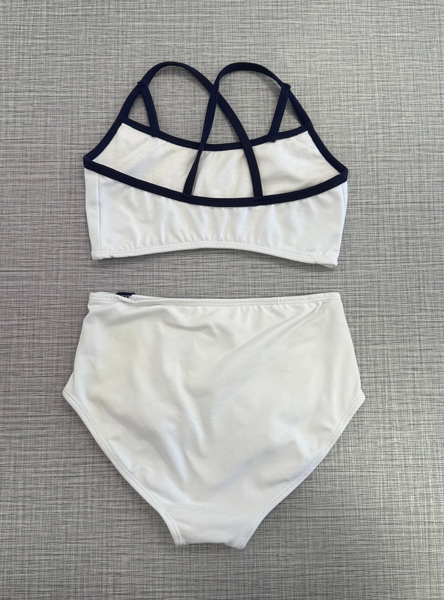 CY White & Navy Trim Brief Set