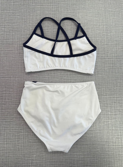 CY White & Navy Trim Brief Set