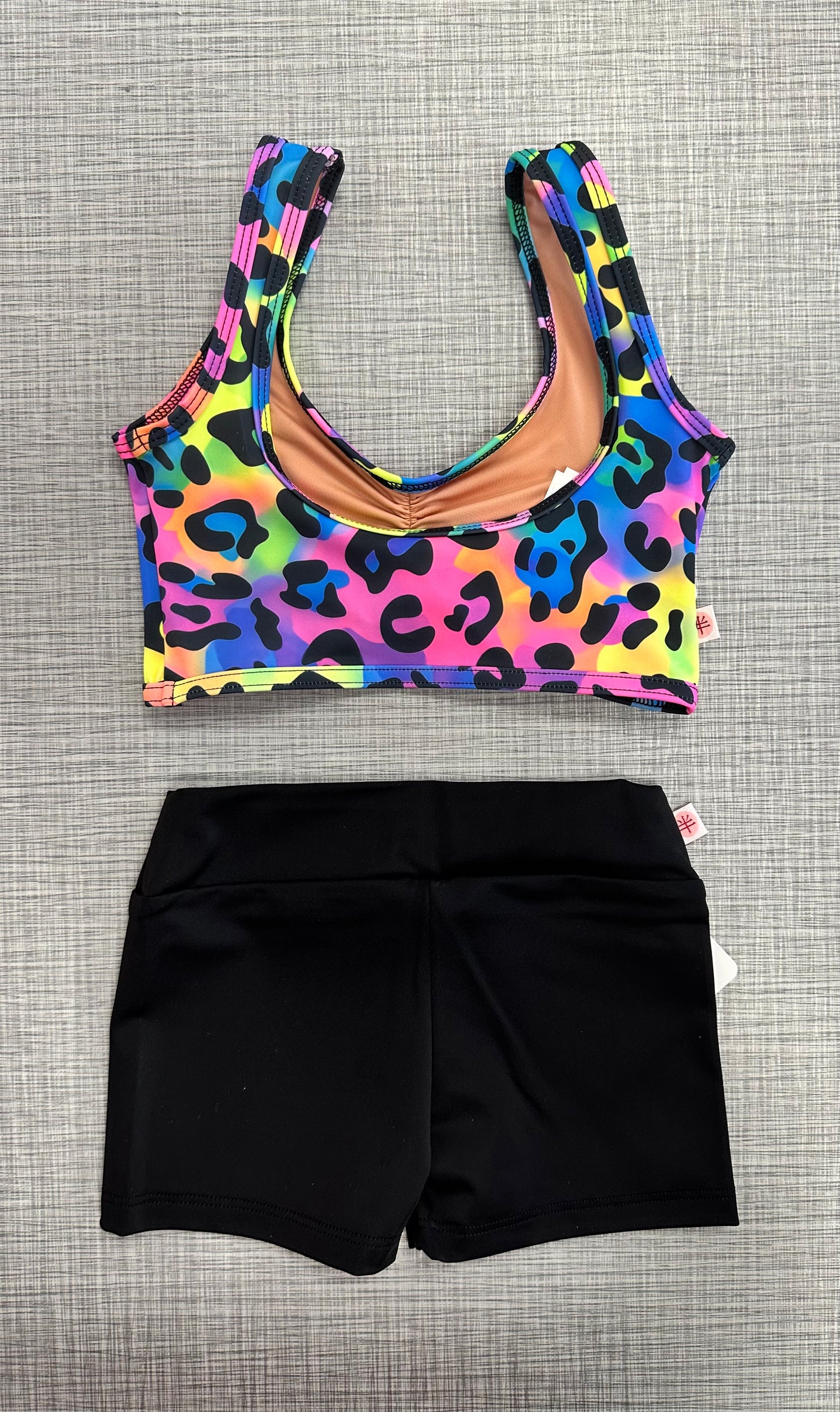 Neon Jungle Bra Top & Black Short Set