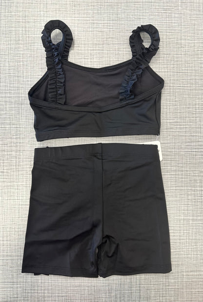 Custom Made Black Ruffle Short Set