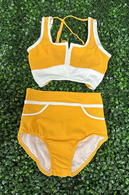 CY Ribbed Mustard White Stripe Brief Set *