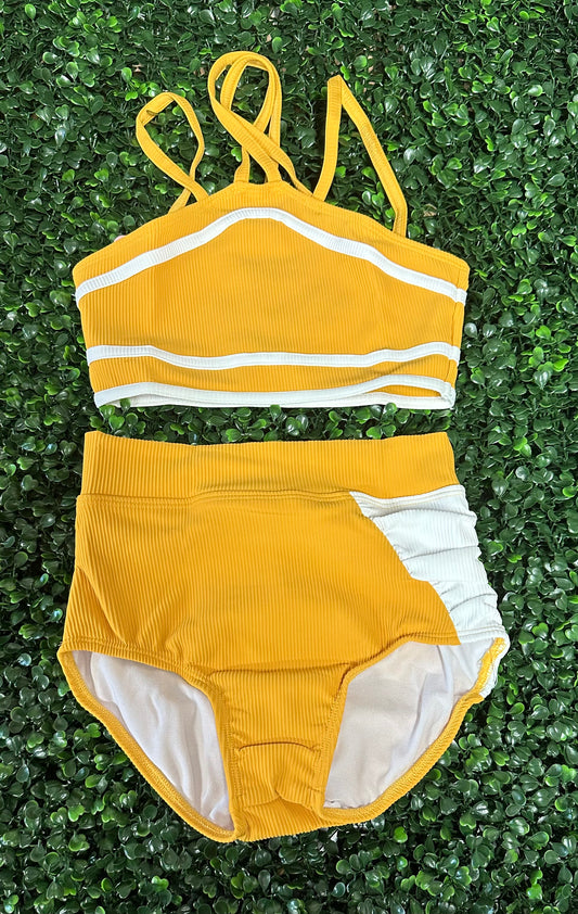CY Ribbed Mustard with White Side Brief Set *