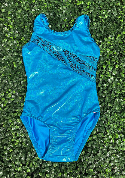 Turquoise w/ Animal Print Trim Leotard