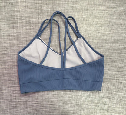 CY Steel Blue Ribbed Crop Top