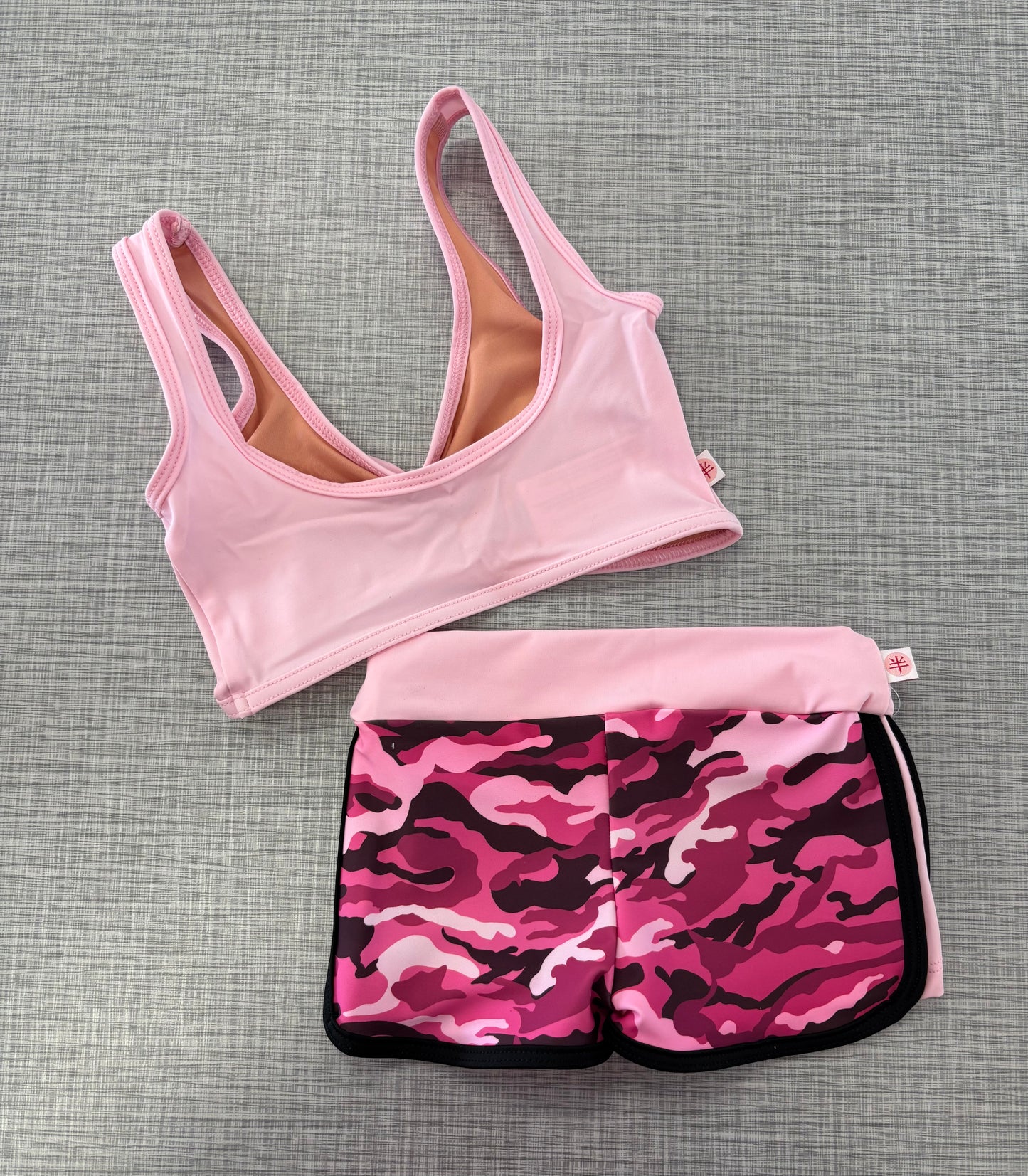 Demi Pink Bra Top & Camo Short Set
