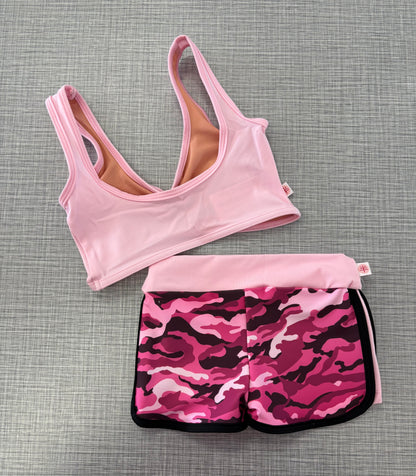 Demi Pink Bra Top & Camo Short Set