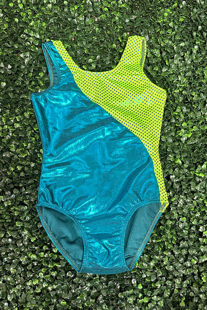 Teal & Neon Green Dot Leotard