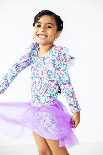 Head in the Clouds L/S Flutter Sleeve Leotard