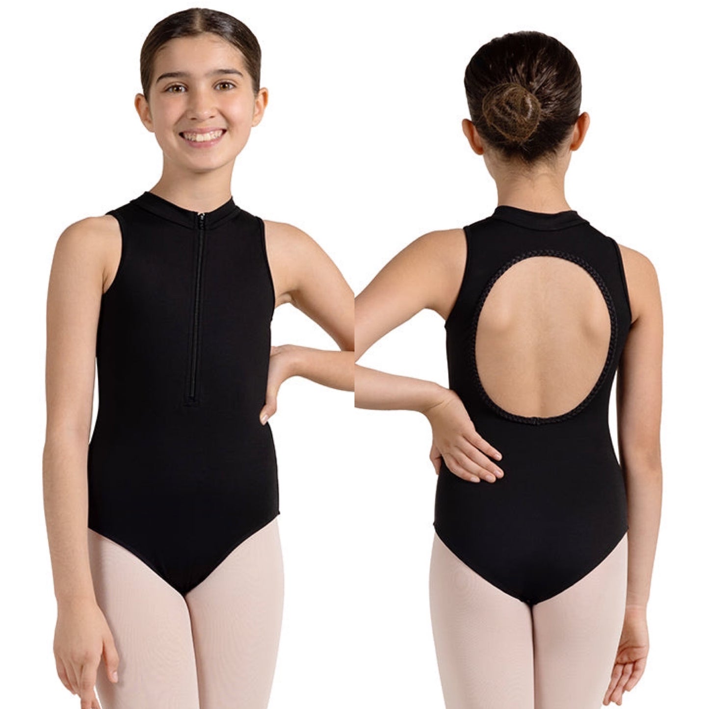 Zip Front Open Back Leotard #M489