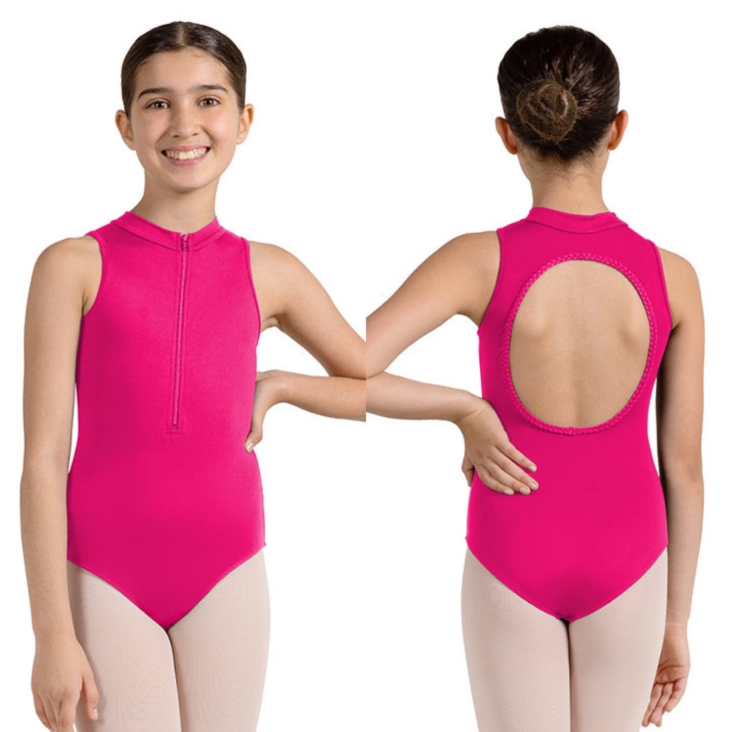 Zip Front Open Back Leotard #M489