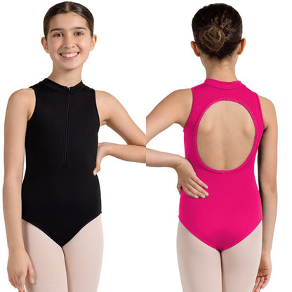 Zip Front Open Back Leotard #M489