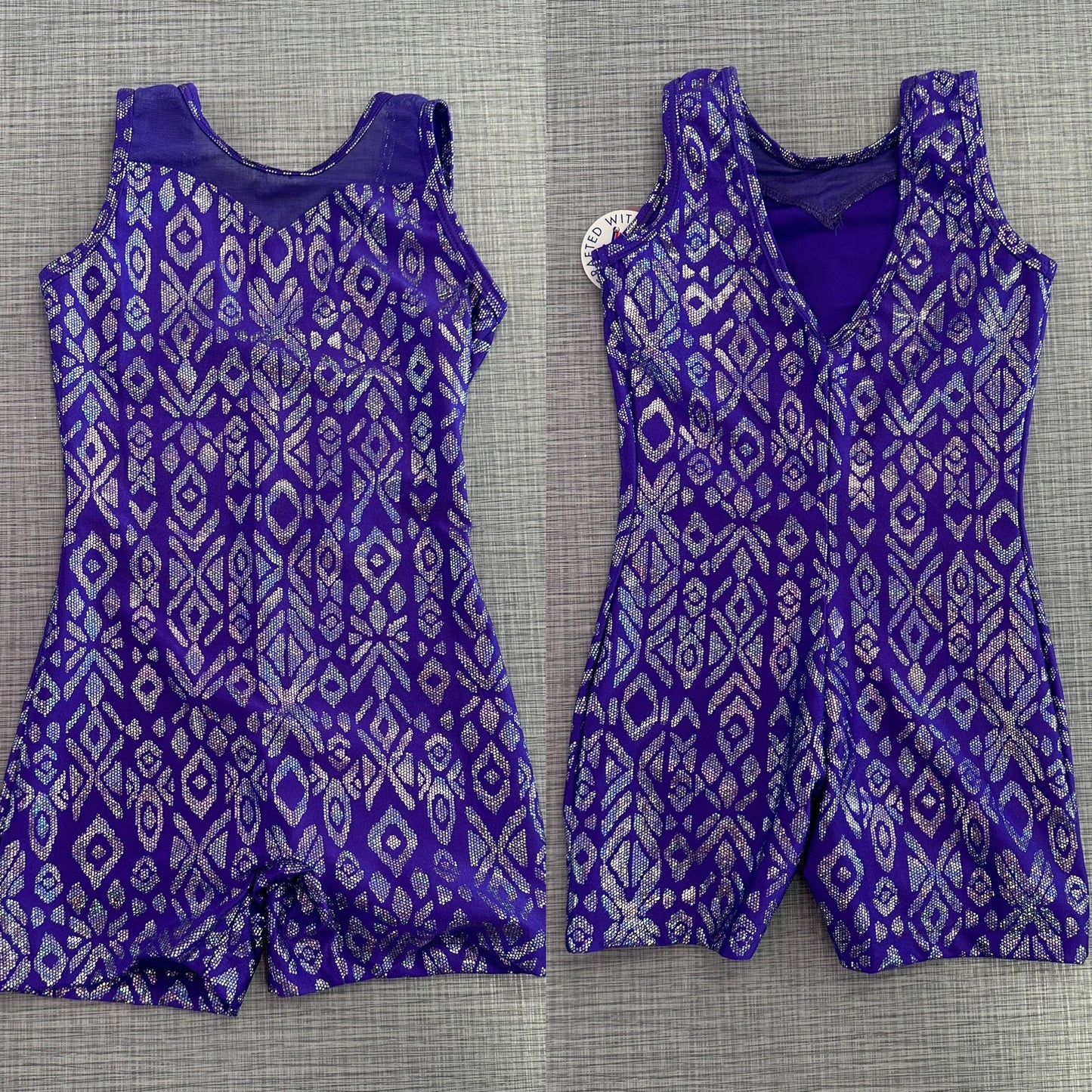Purple Metallic Aztec Biketard