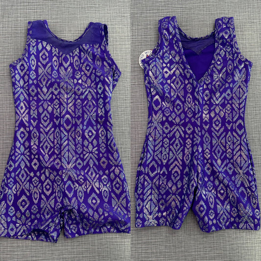 Purple Metallic Aztec Biketard