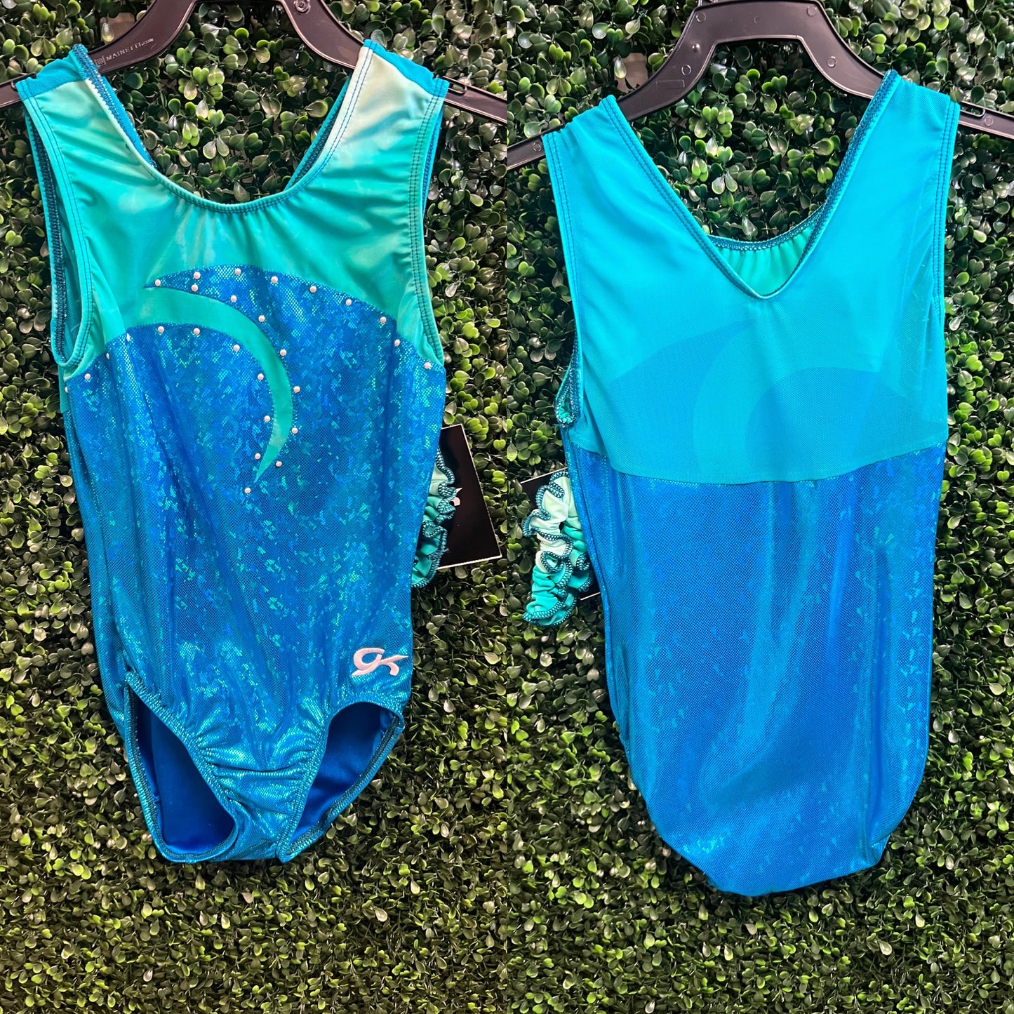 GK Aqua Tie Dye Leotard: Small Adult