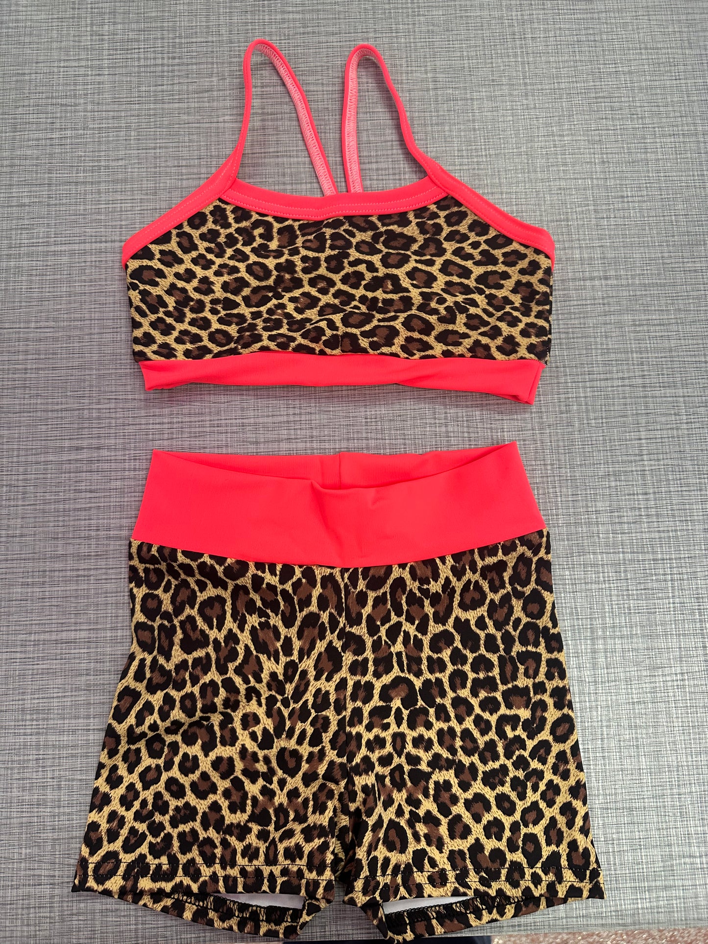 Neon Orange Cheetah Short Set