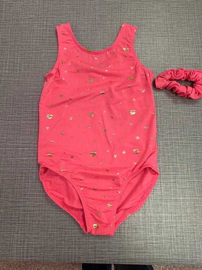 Pink Leotard w/ Gold Hearts