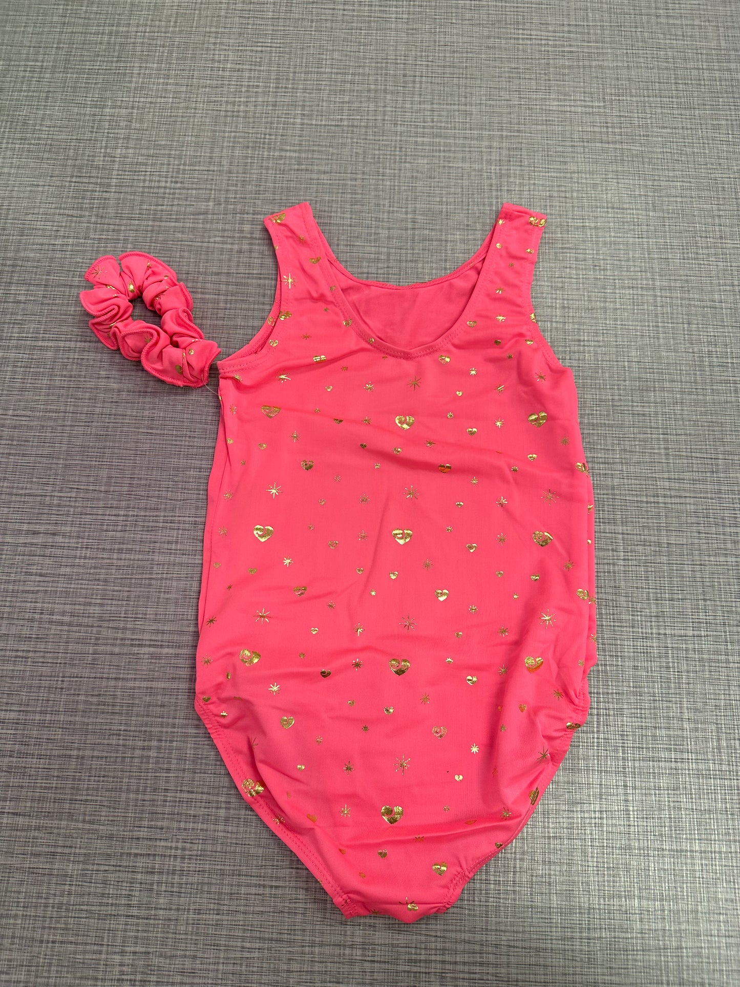 Pink Leotard w/ Gold Hearts