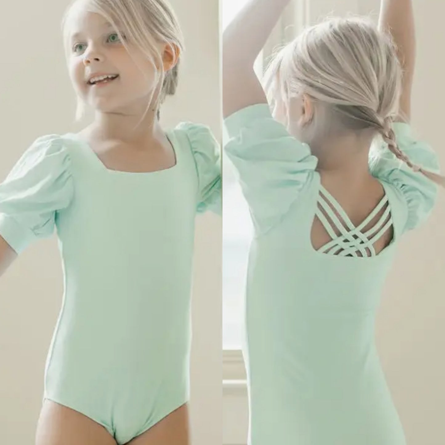 Puff Sleeve Seafoam Leotard