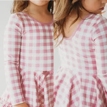 Load image into Gallery viewer, Blush Gingham Long Sleeved Leotard
