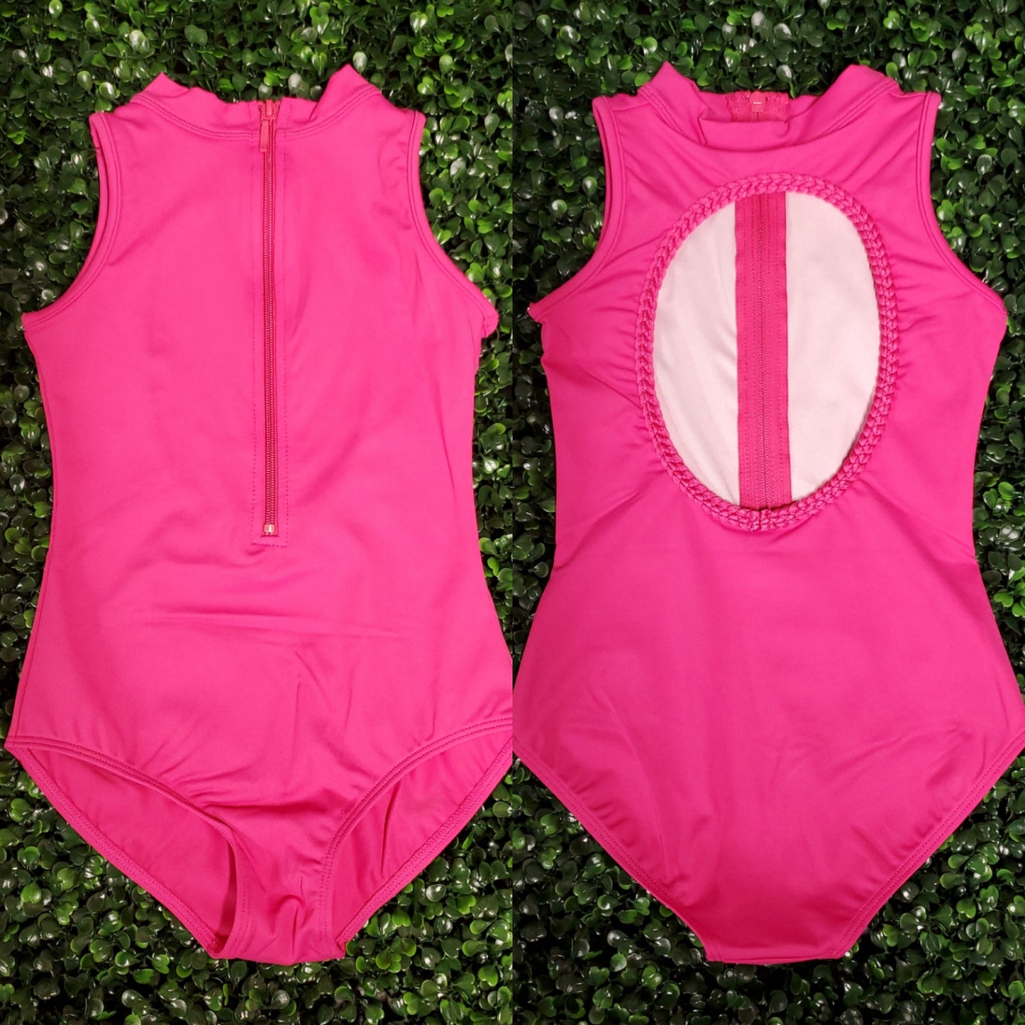 Zip Front Open Back Leotard #M489